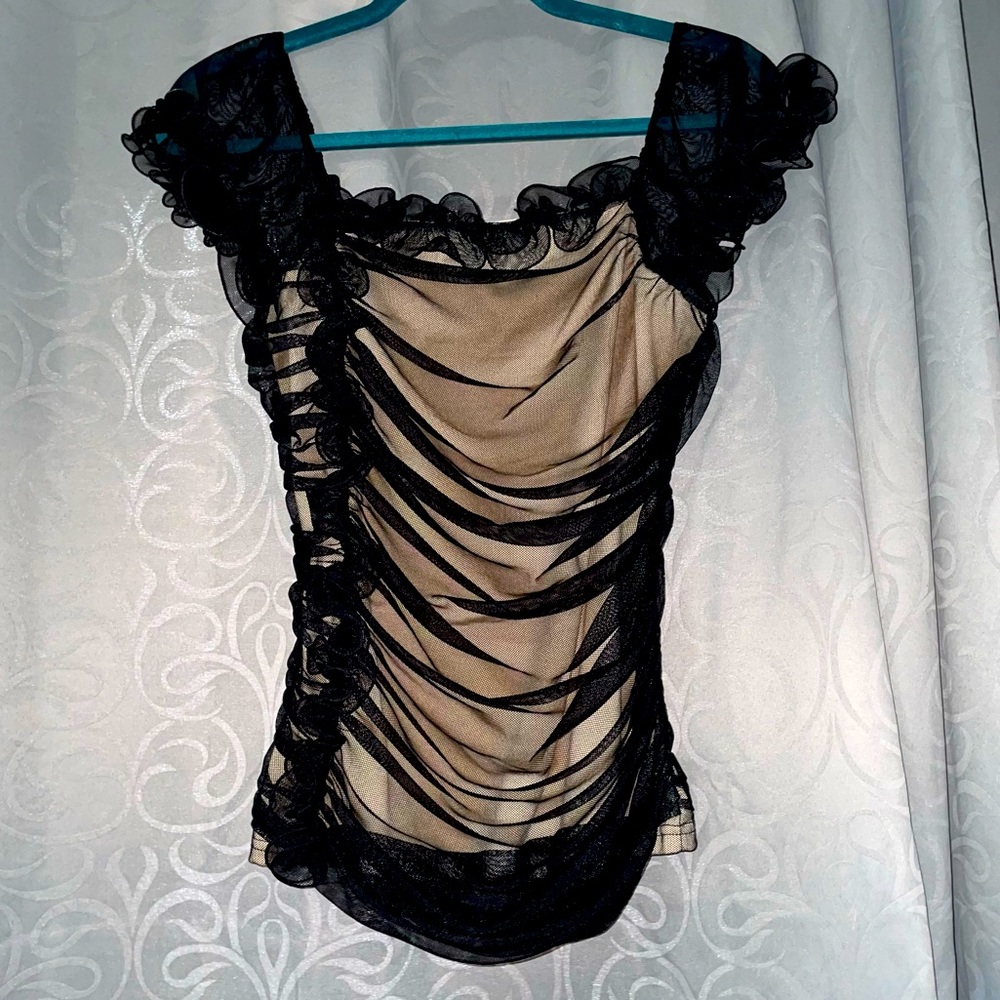 🖤 Gorgeous Boston Proper Sheer Black Ruched Blouse